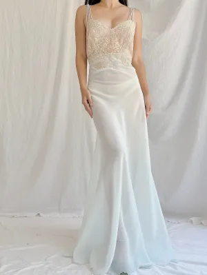 1930s Lightest Blue Chiffon Slip Gown - S/M