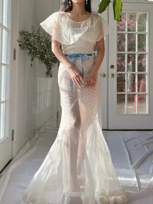 1930s Organdy Cutout Dress - S