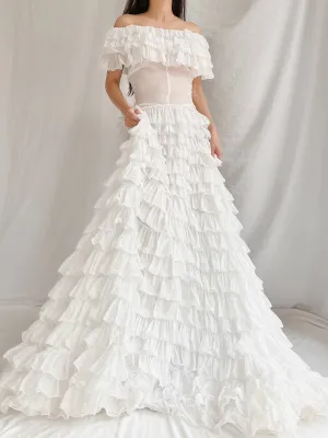 1930s Organdy Ruffle Gown - XS