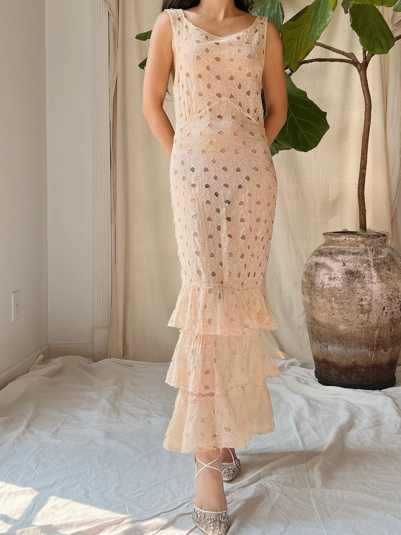 1930s Silk Cutout Dress - XS