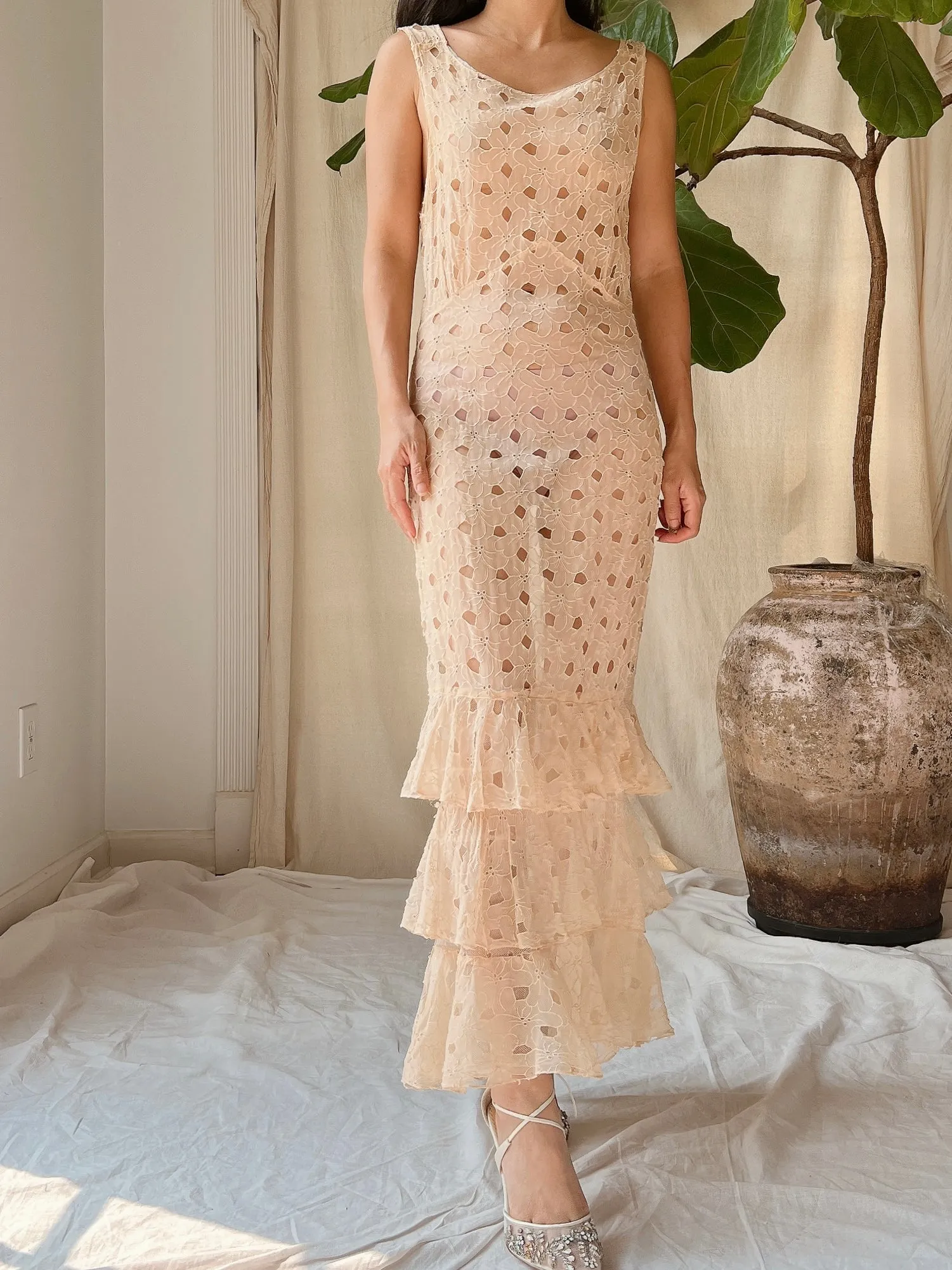 1930s Silk Cutout Dress - XS