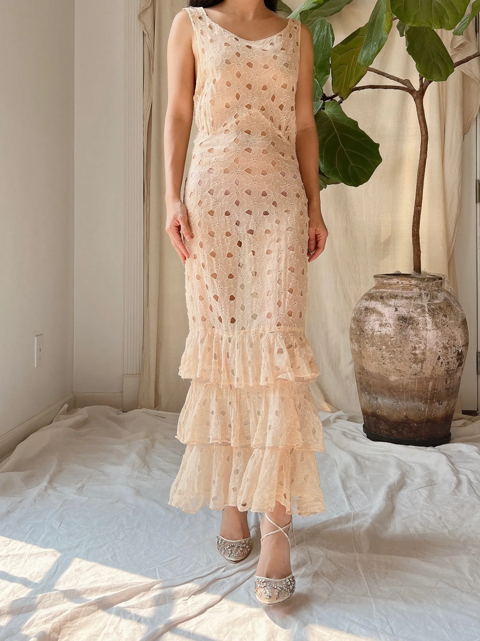 1930s Silk Cutout Dress - XS