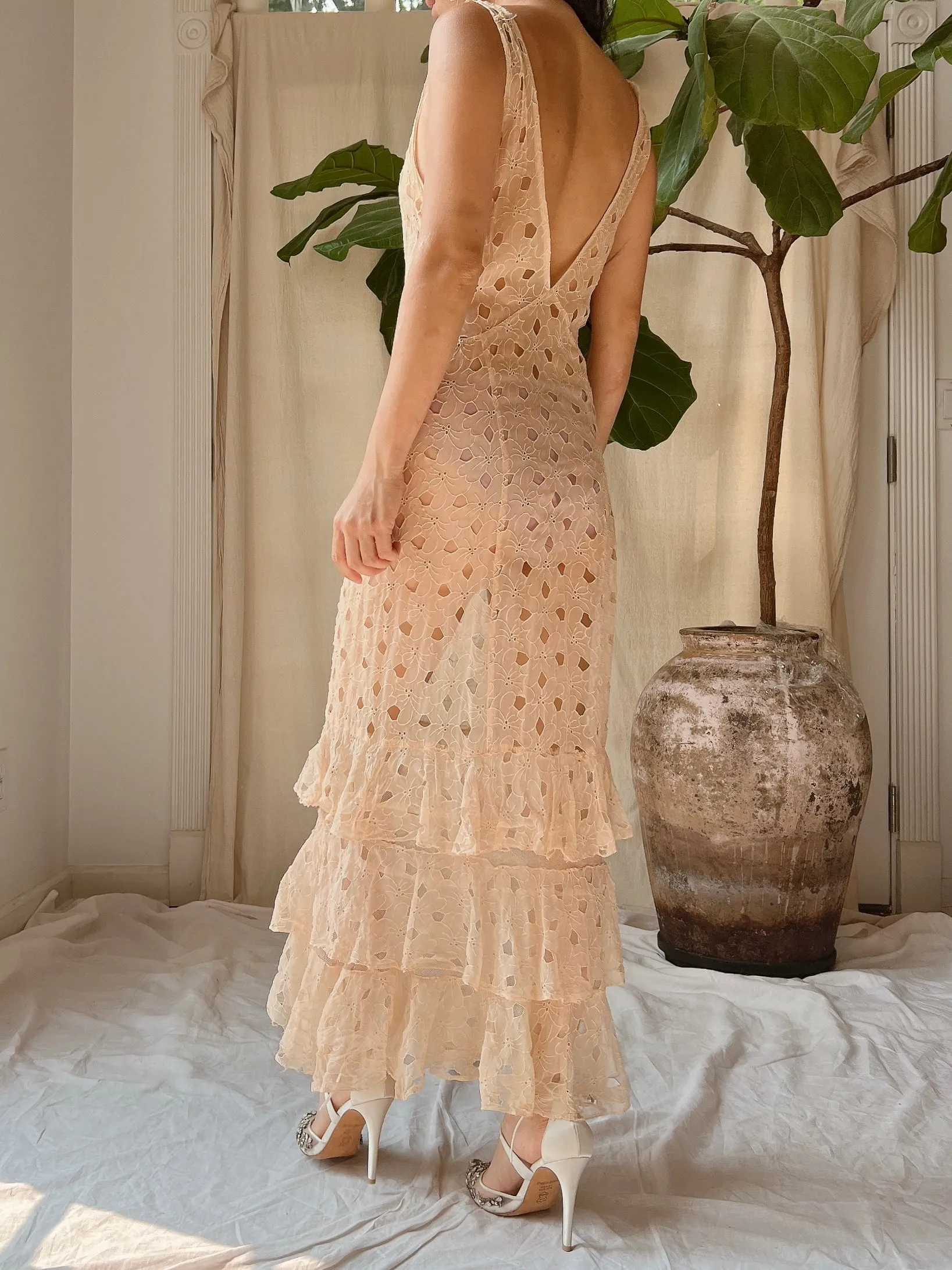 1930s Silk Cutout Dress - XS