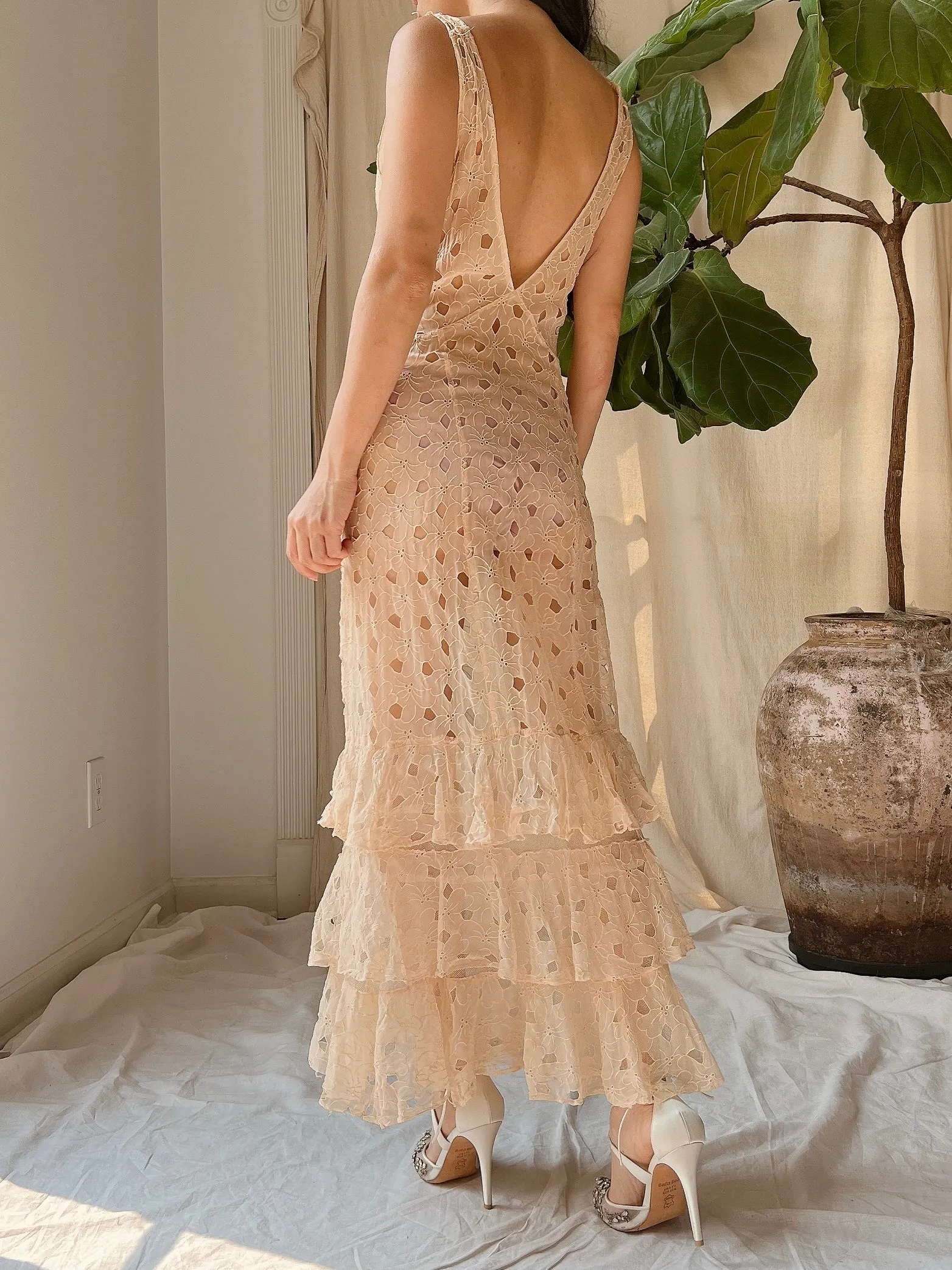 1930s Silk Cutout Dress - XS