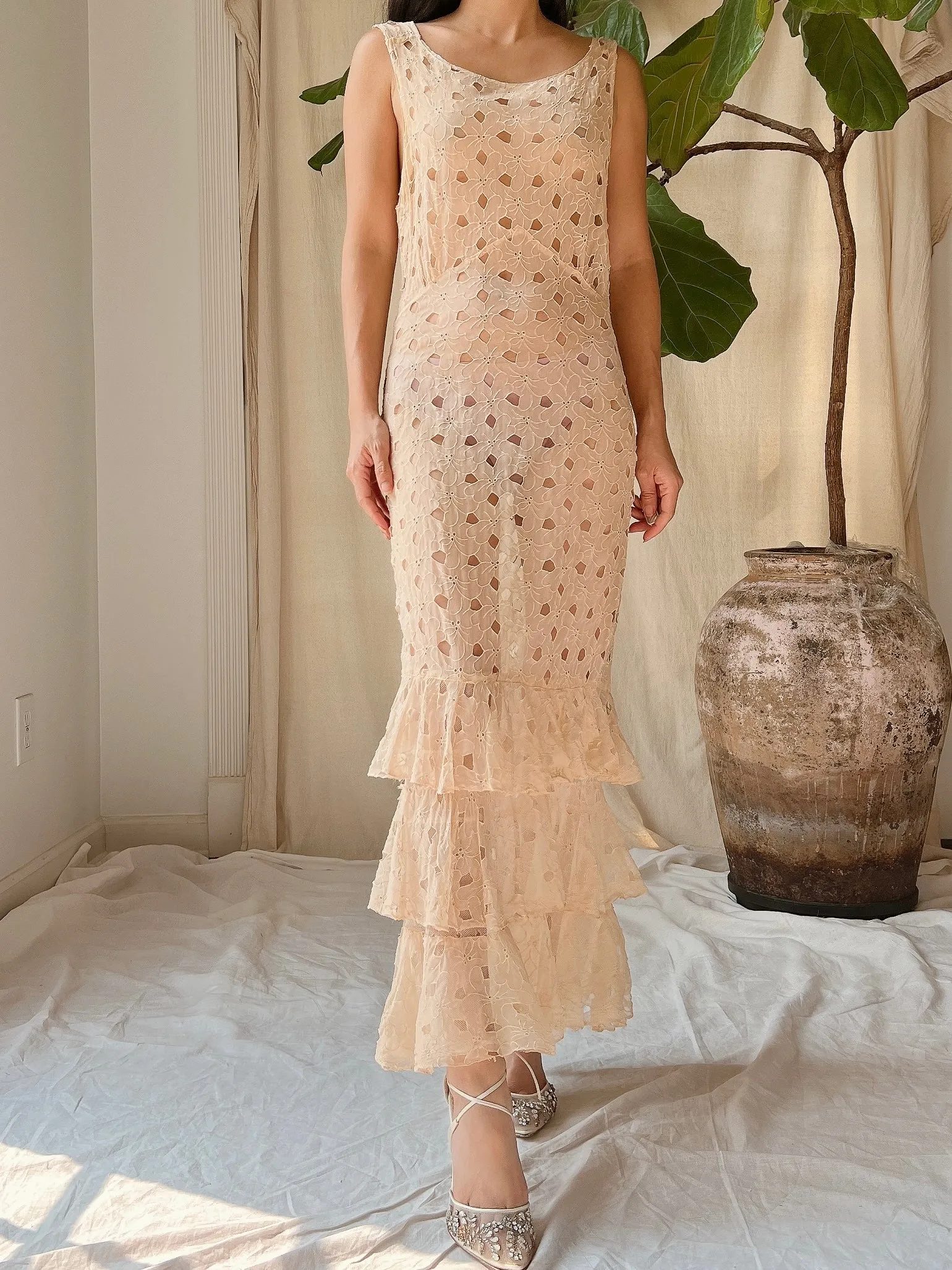 1930s Silk Cutout Dress - XS