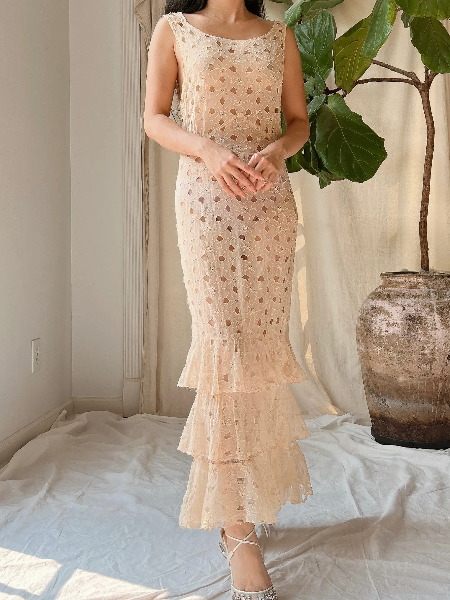 1930s Silk Cutout Dress - XS