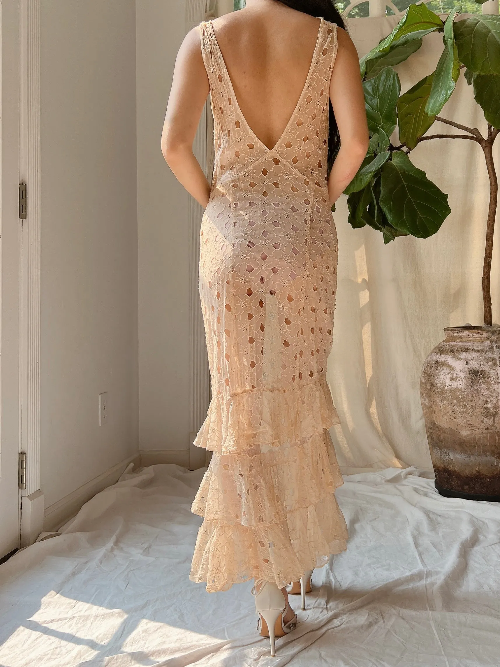 1930s Silk Cutout Dress - XS