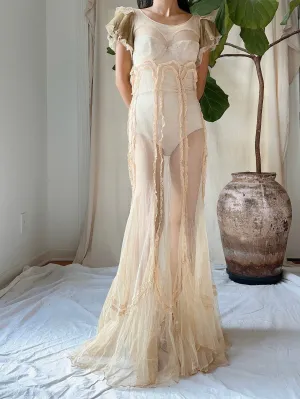 1930s Tulle Layered Dress - XS