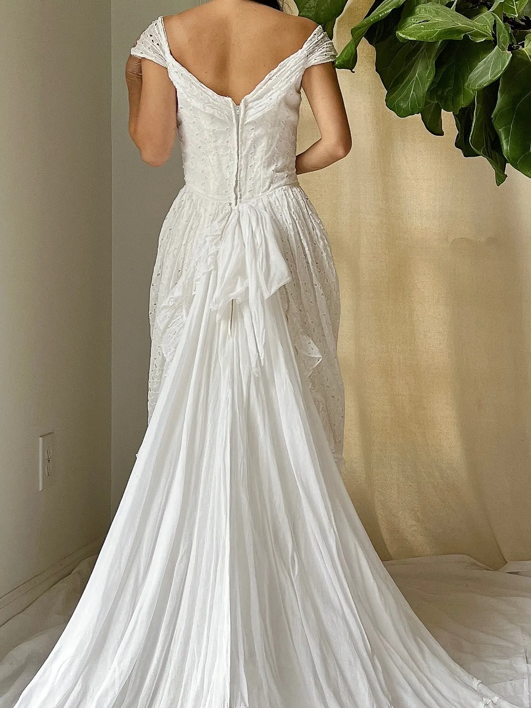 1950s Eyelet Organdy Dress - XS