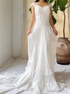 1950s Eyelet Organdy Dress - XS
