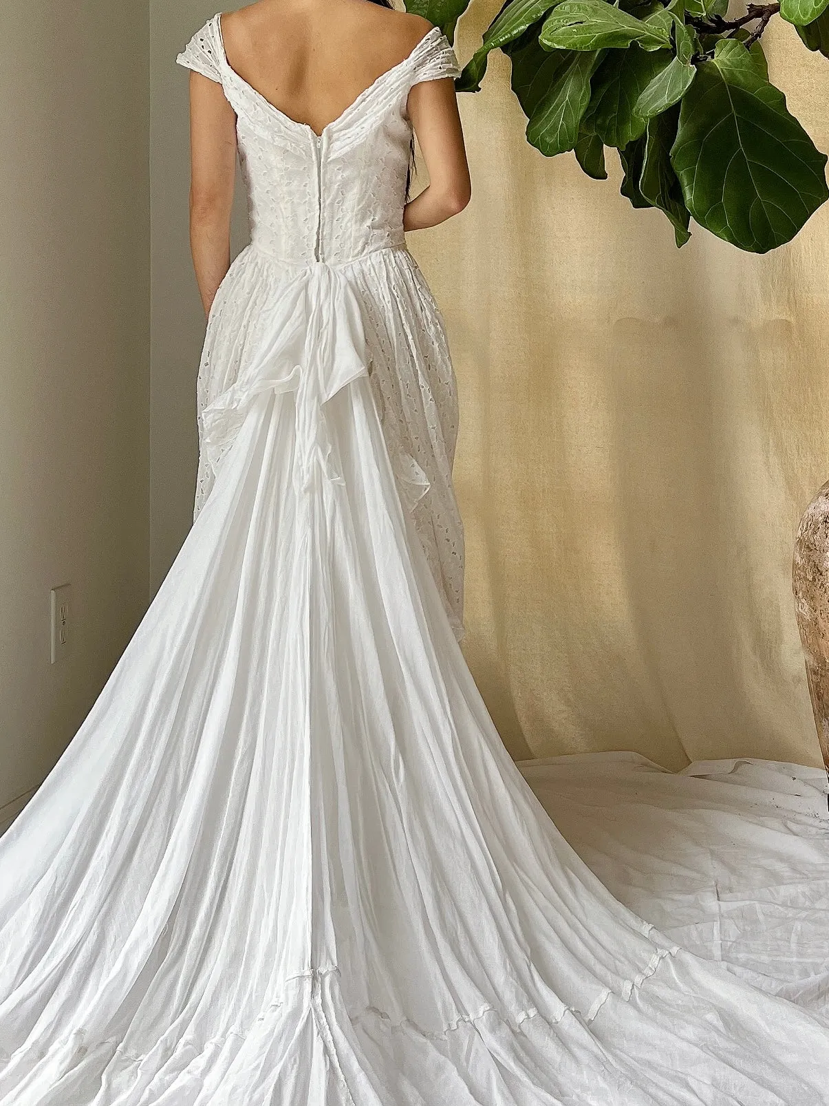 1950s Eyelet Organdy Dress - XS