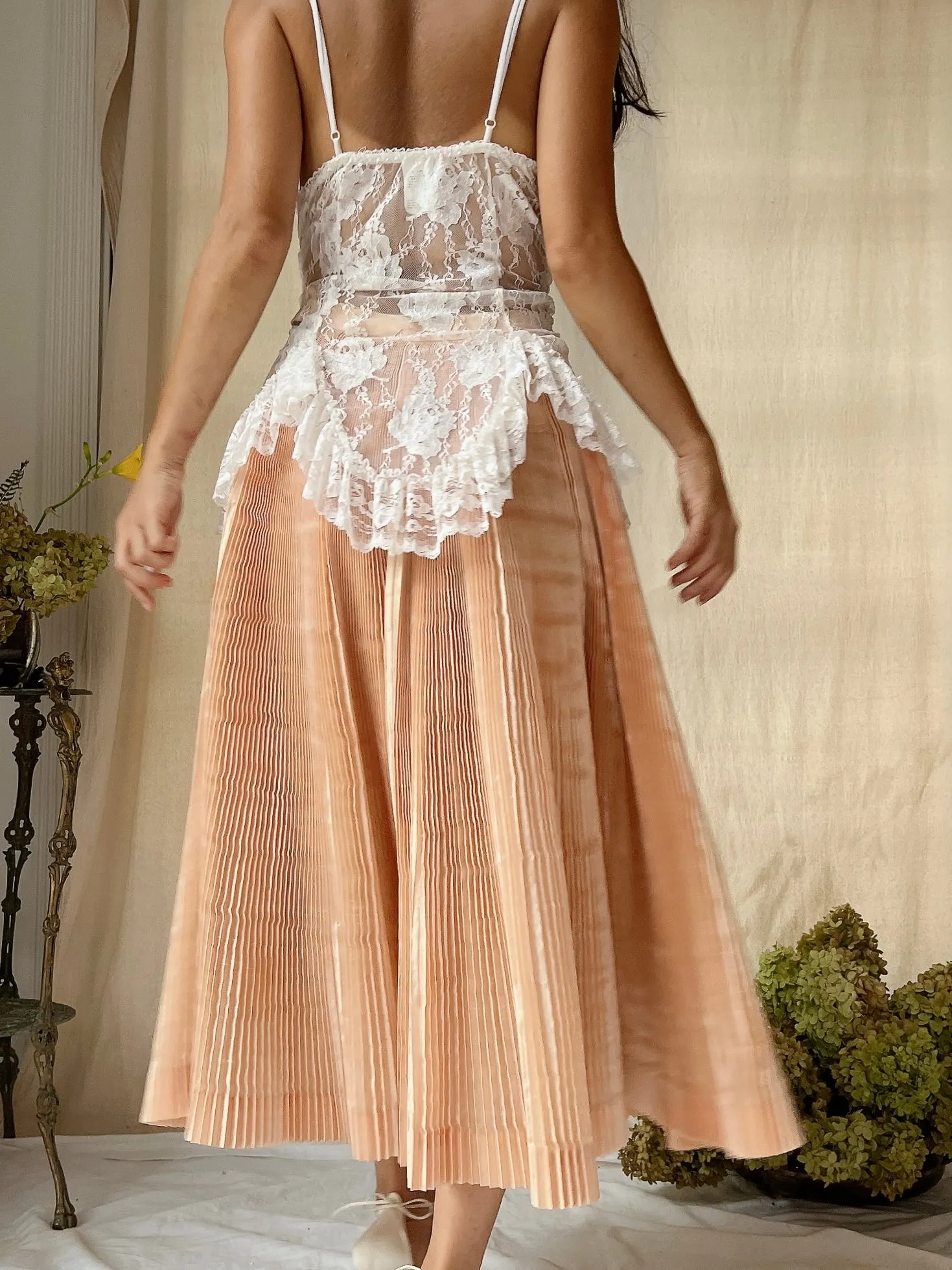 1950s Silk Pleated Skirt - XS