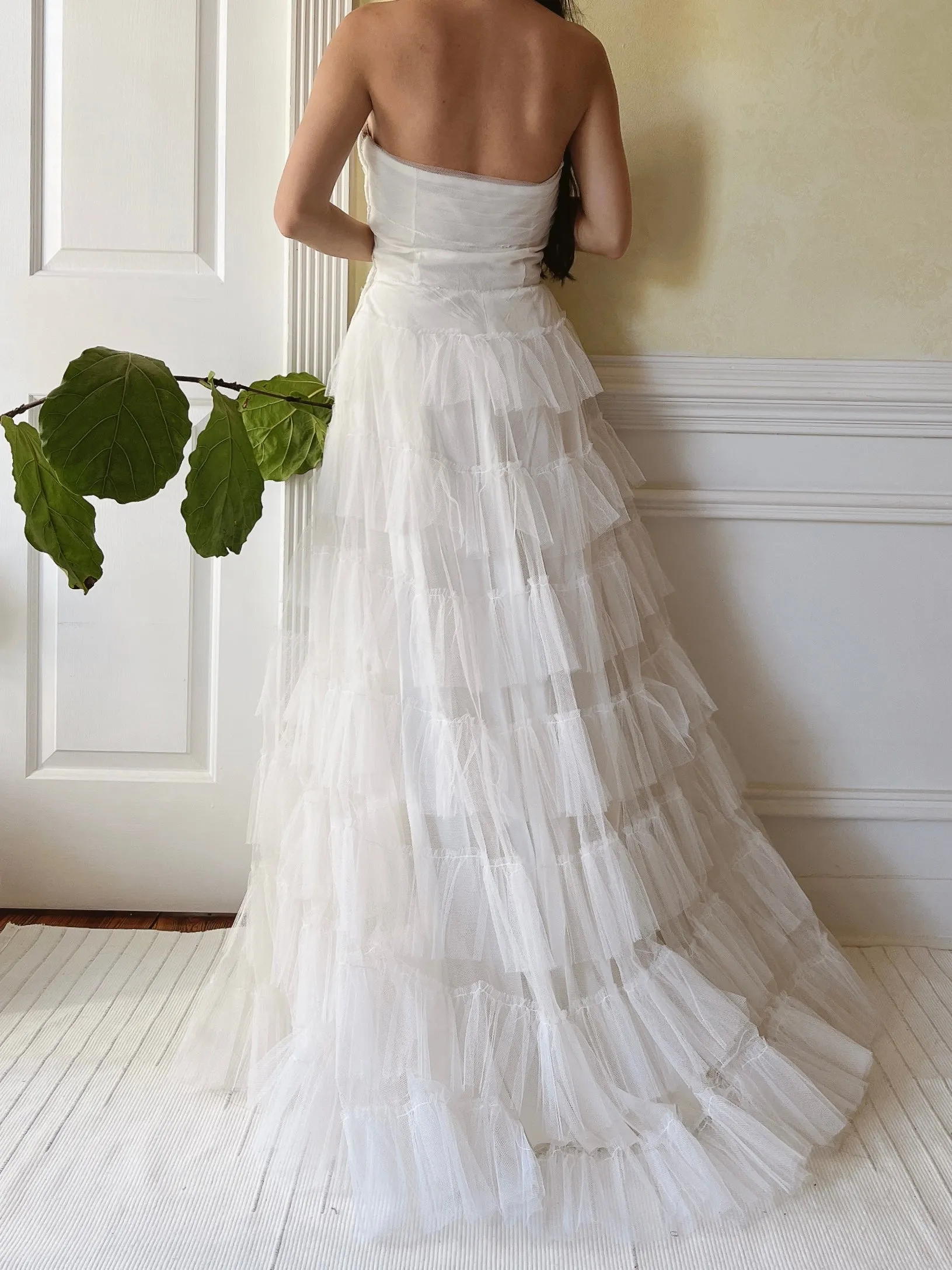 1950s Tulle Strapless Gown  - S