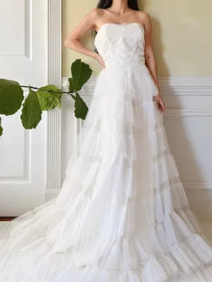 1950s Tulle Strapless Gown  - S