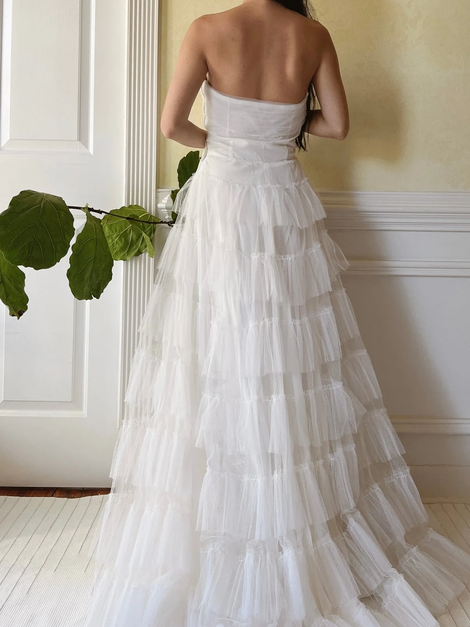 1950s Tulle Strapless Gown  - S