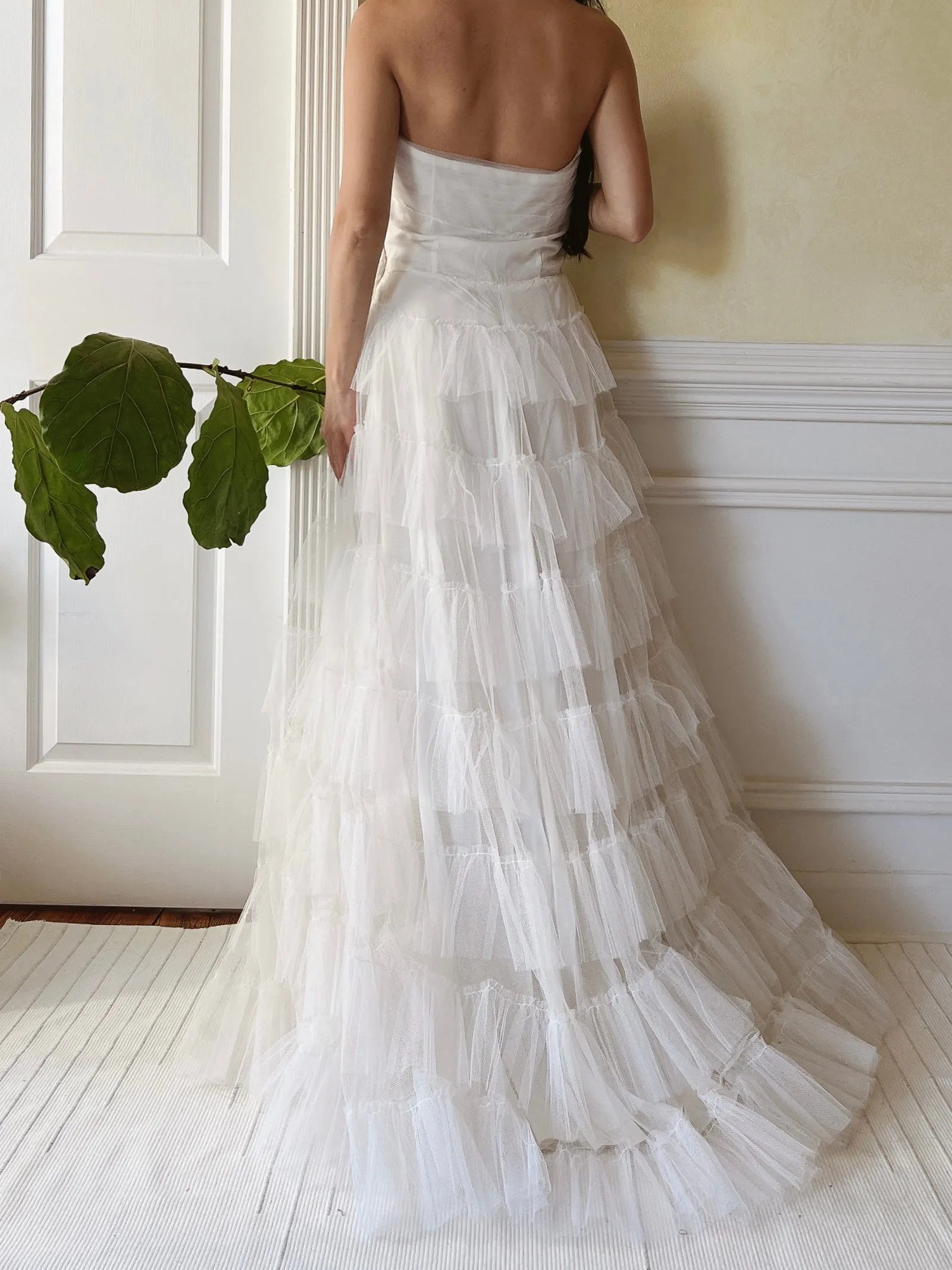 1950s Tulle Strapless Gown  - S