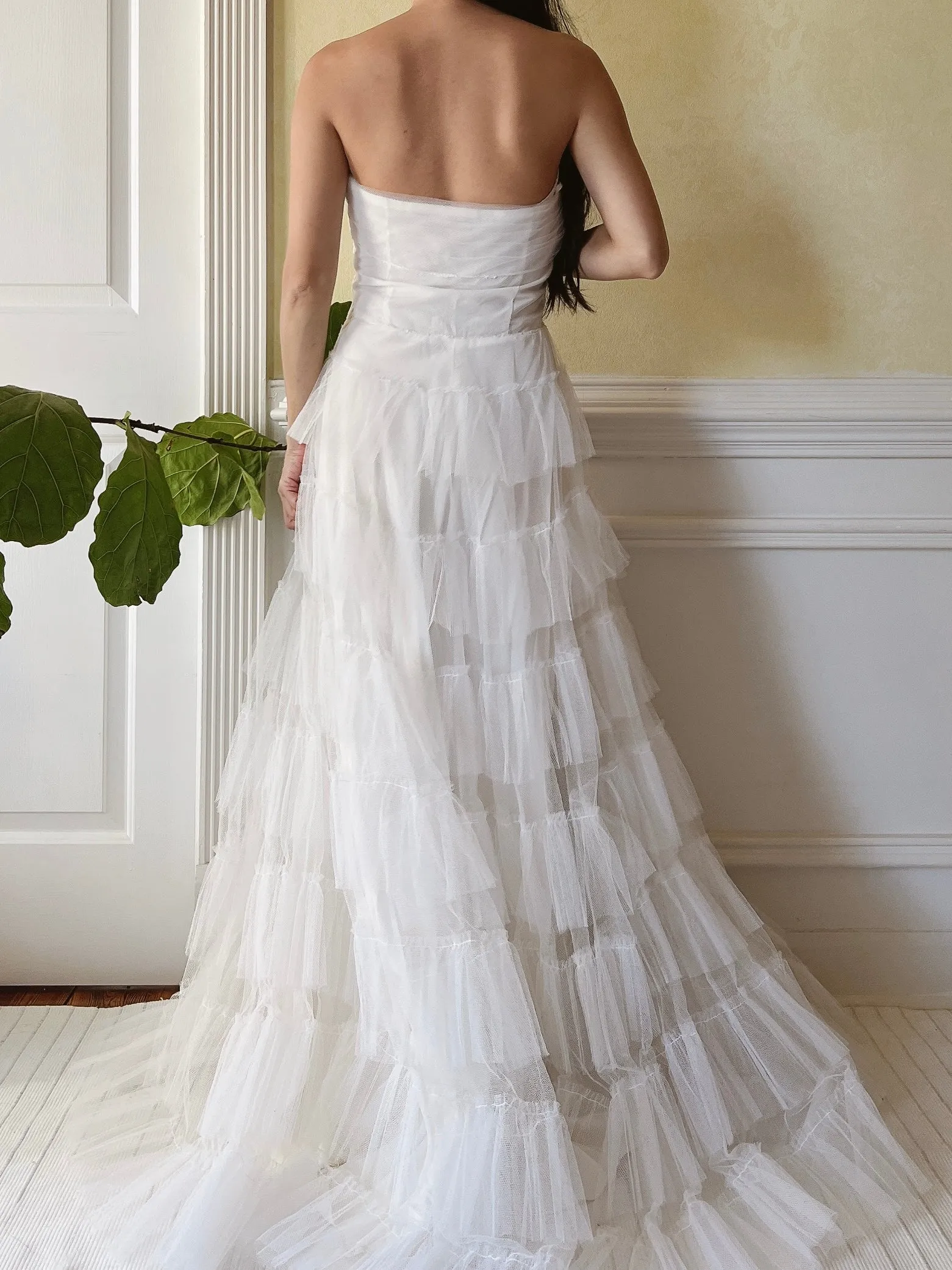 1950s Tulle Strapless Gown  - S