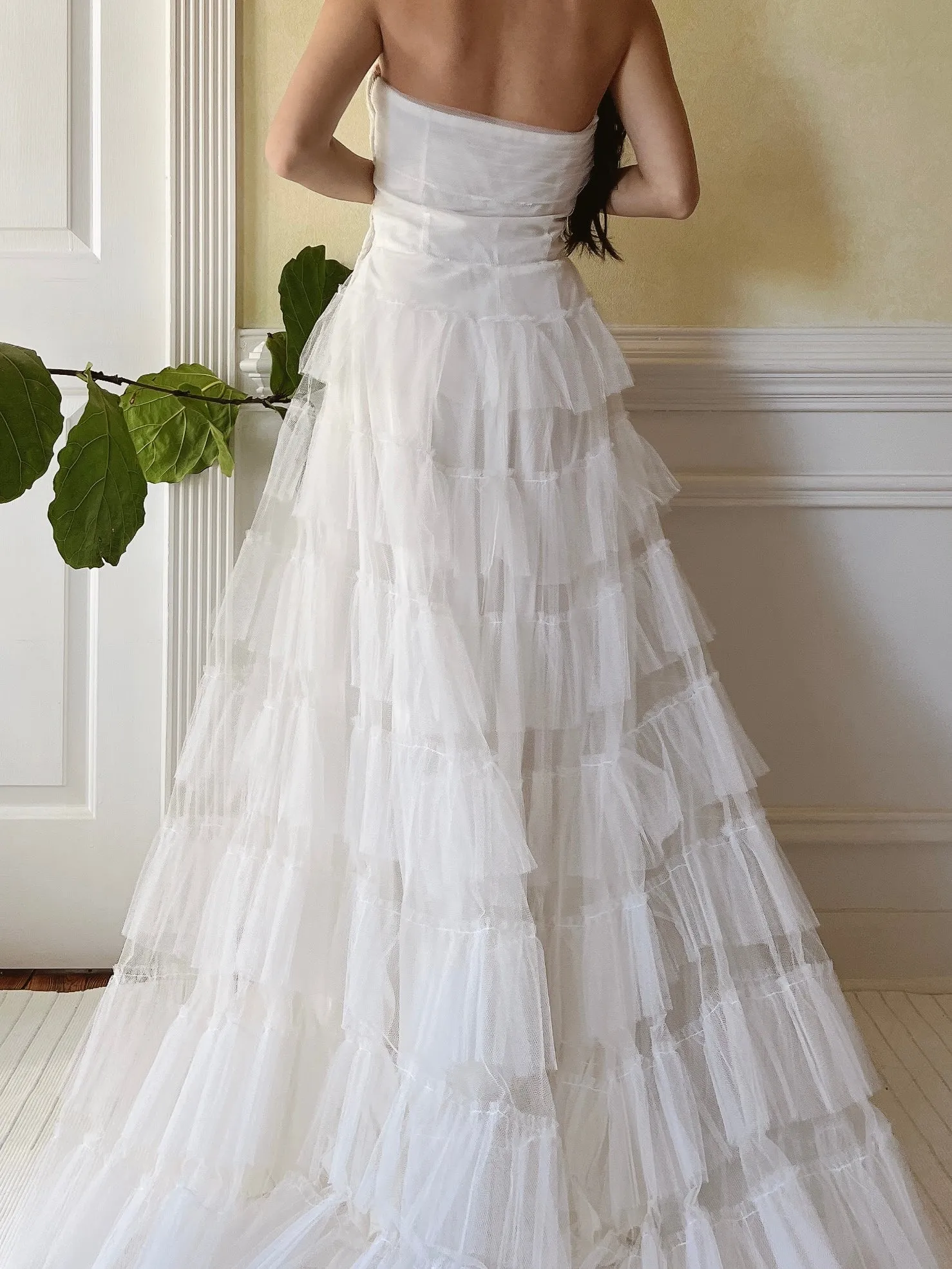 1950s Tulle Strapless Gown  - S
