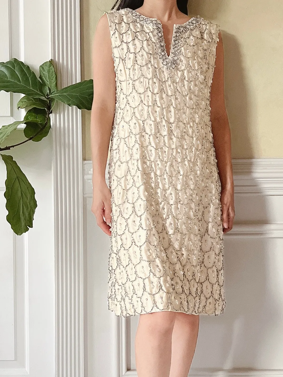 1960s Beaded Crystals Mod Dress - S/M