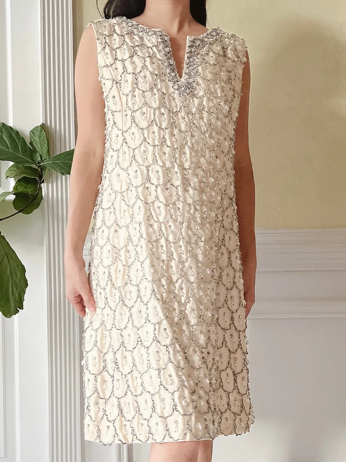1960s Beaded Crystals Mod Dress - S/M