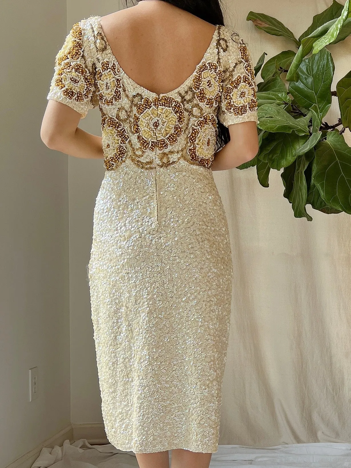 1960s Gene Shelly Beaded Dress - S-M