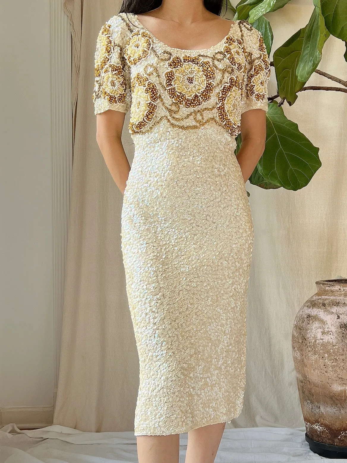 1960s Gene Shelly Beaded Dress - S-M