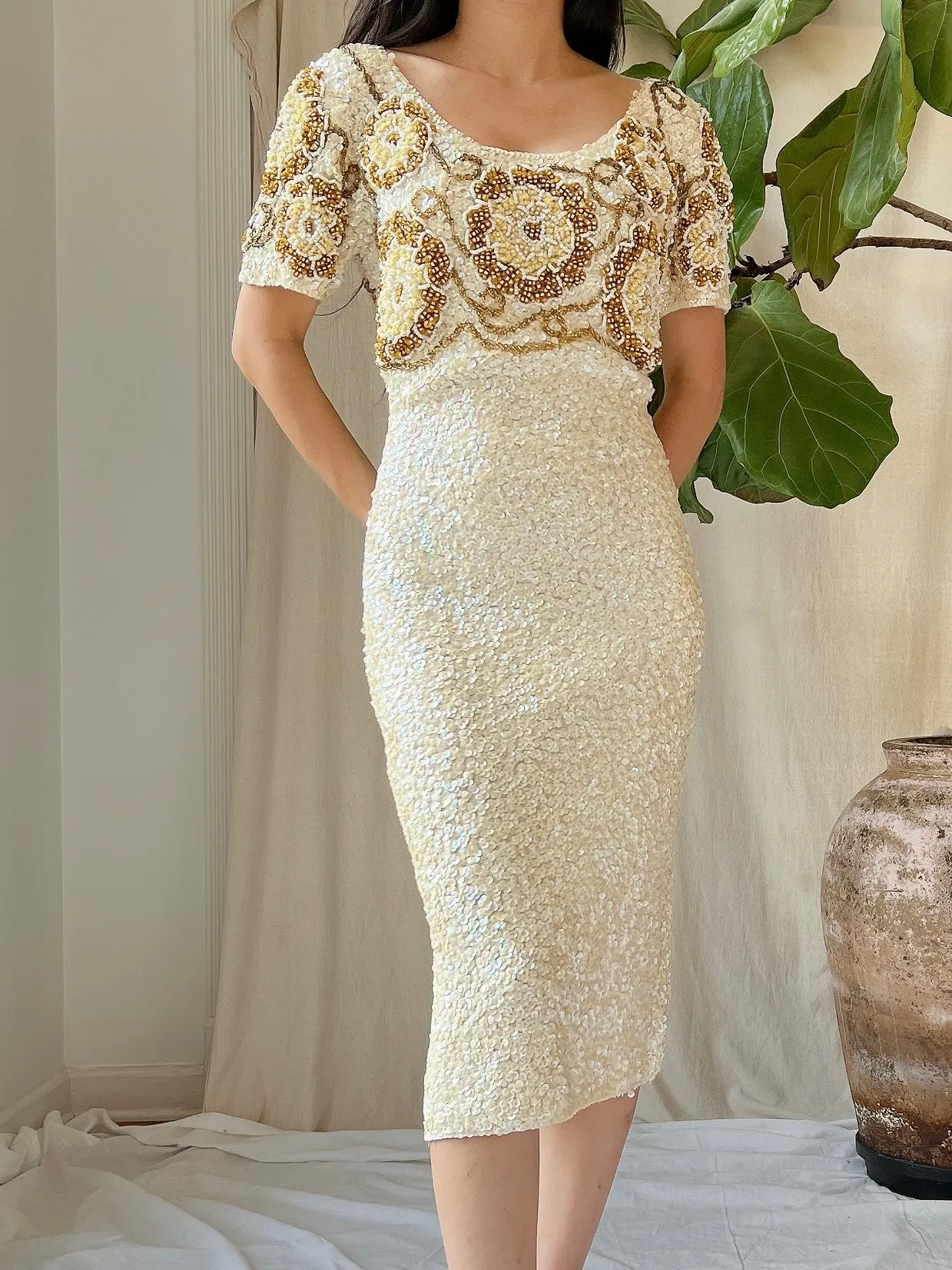 1960s Gene Shelly Beaded Dress - S-M