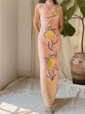 1960s Peach Ombre Sequins Dress - M
