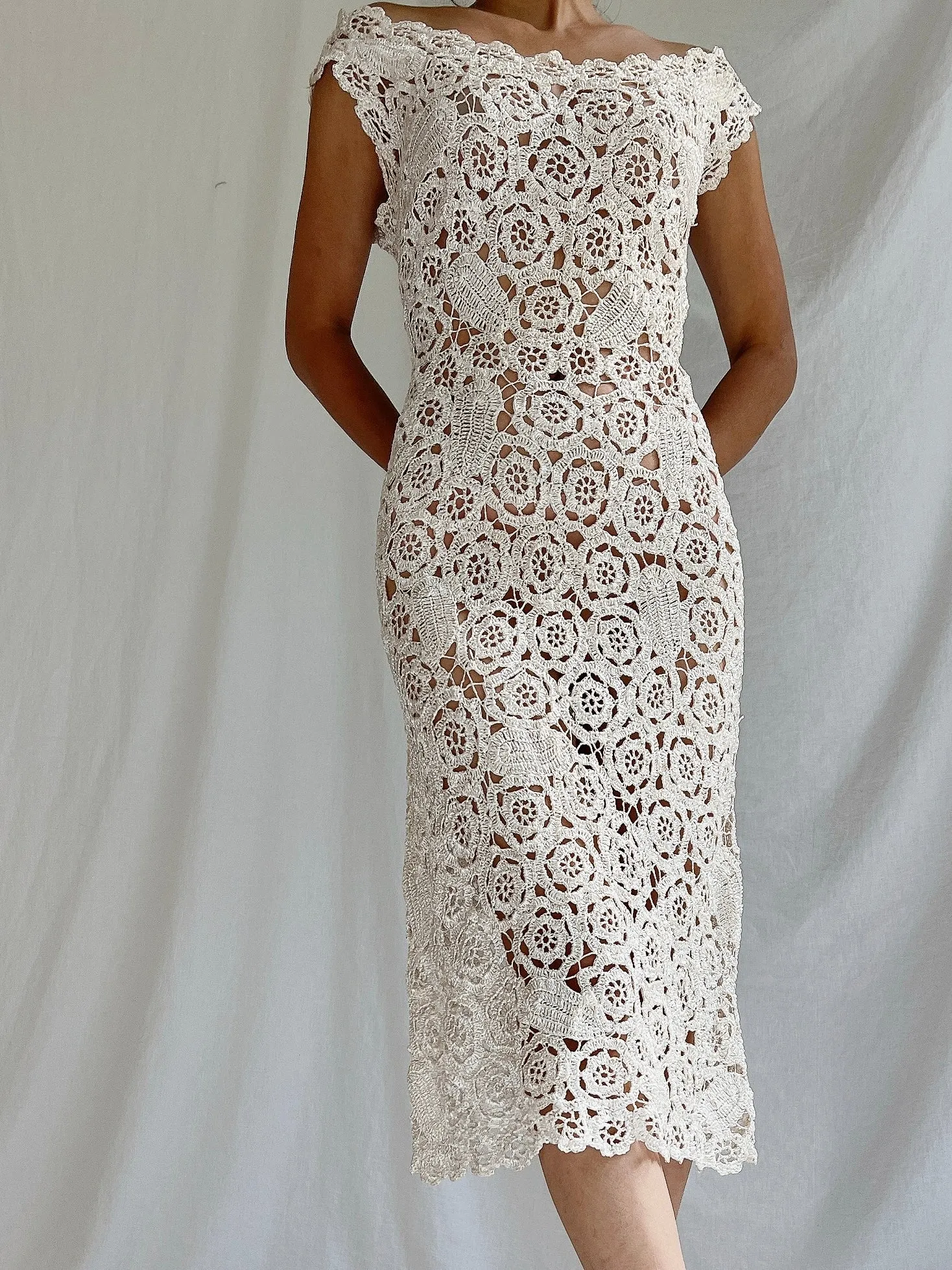 1969s Raffia Crochet Dress - S