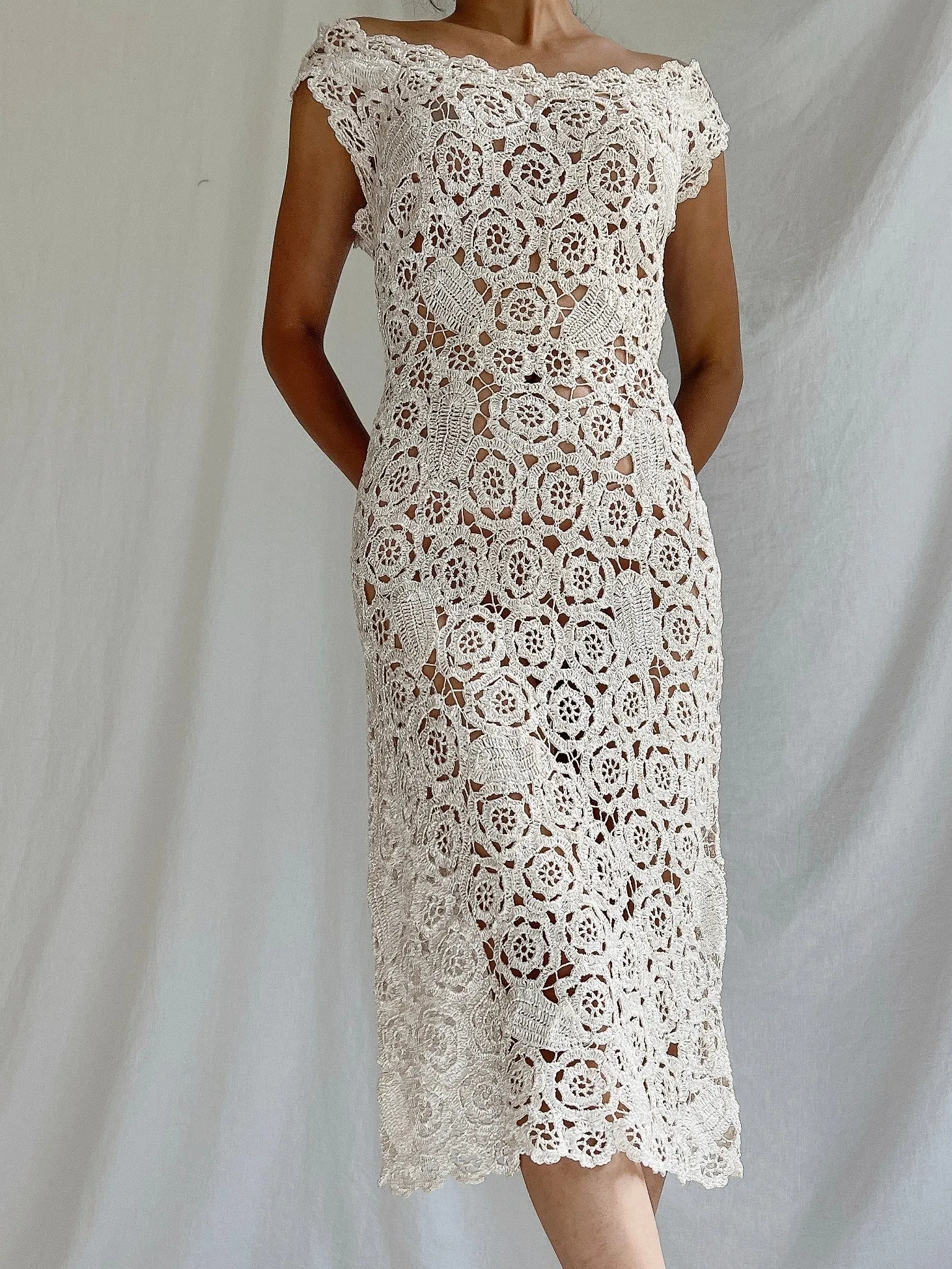 1969s Raffia Crochet Dress - S