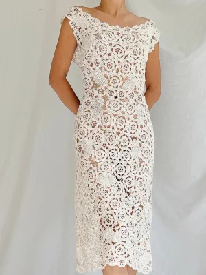 1969s Raffia Crochet Dress - S