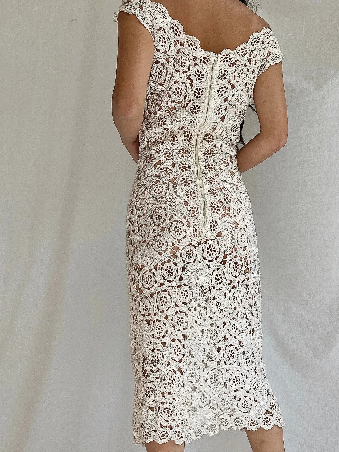 1969s Raffia Crochet Dress - S