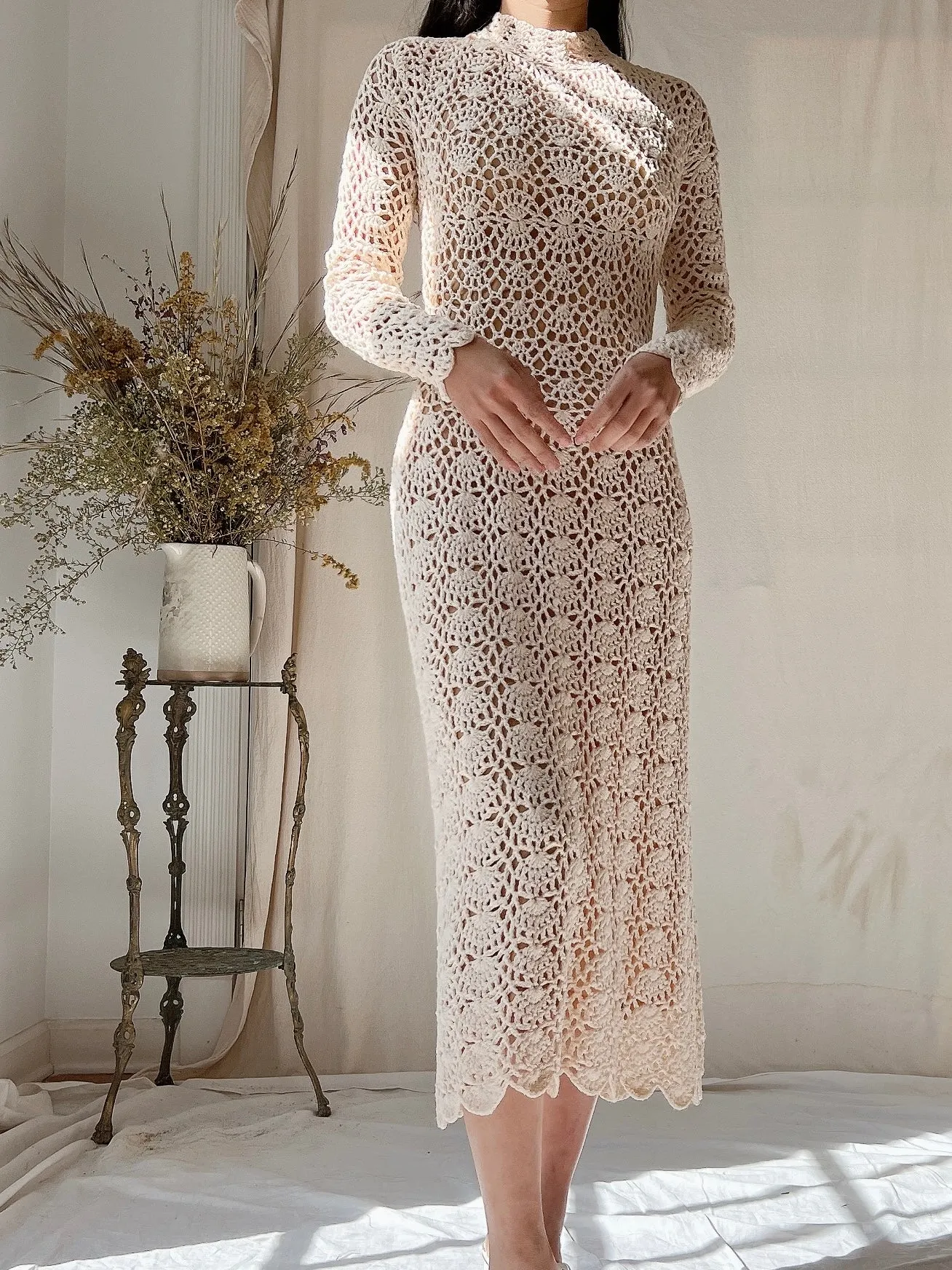1970s Crochet Midi Dress - XS/S