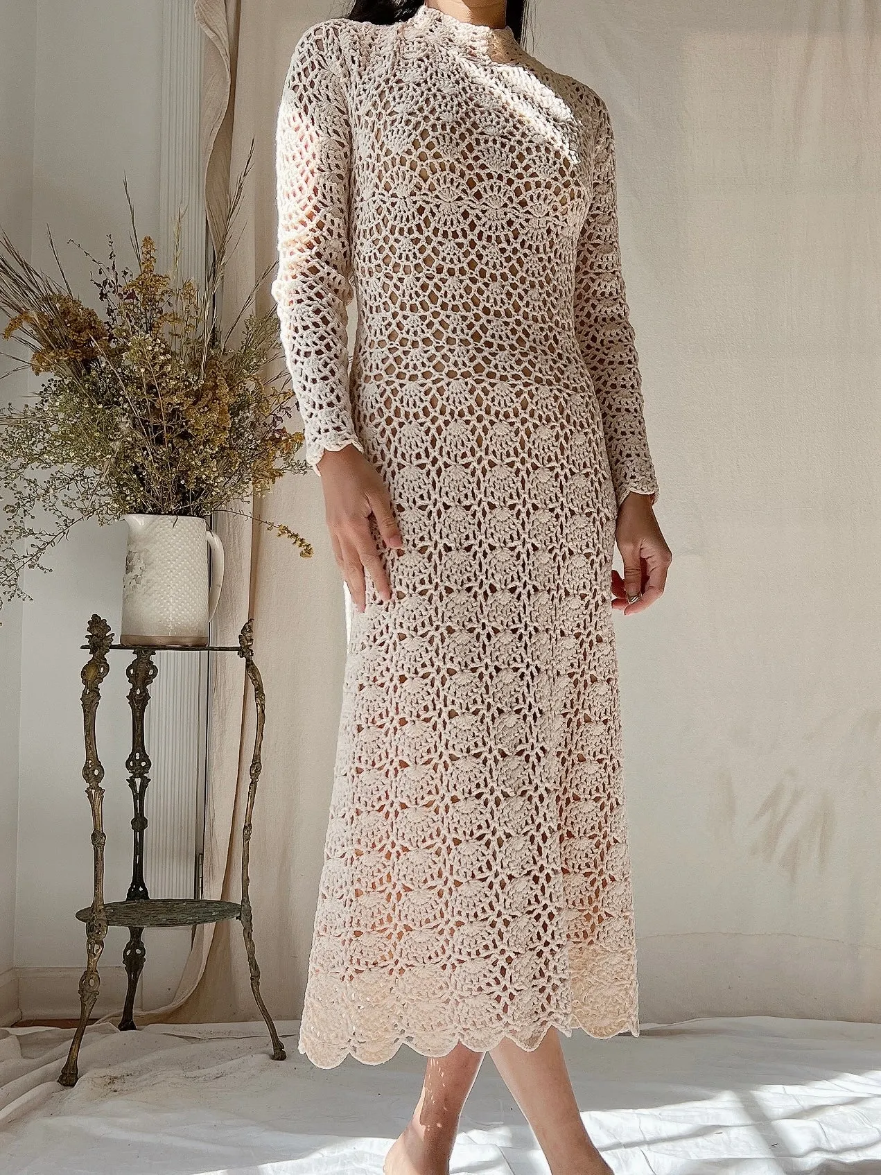 1970s Crochet Midi Dress - XS/S