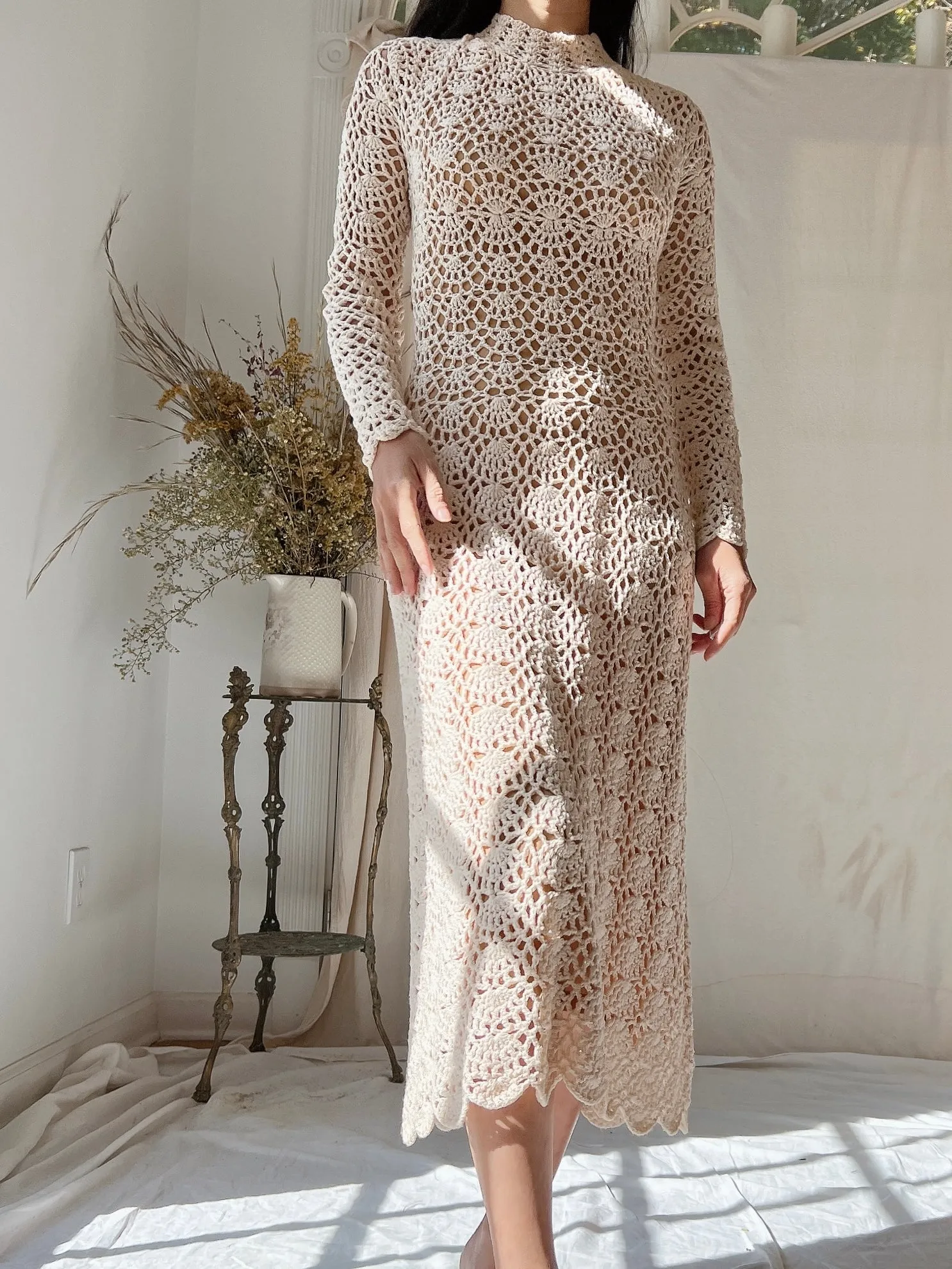 1970s Crochet Midi Dress - XS/S
