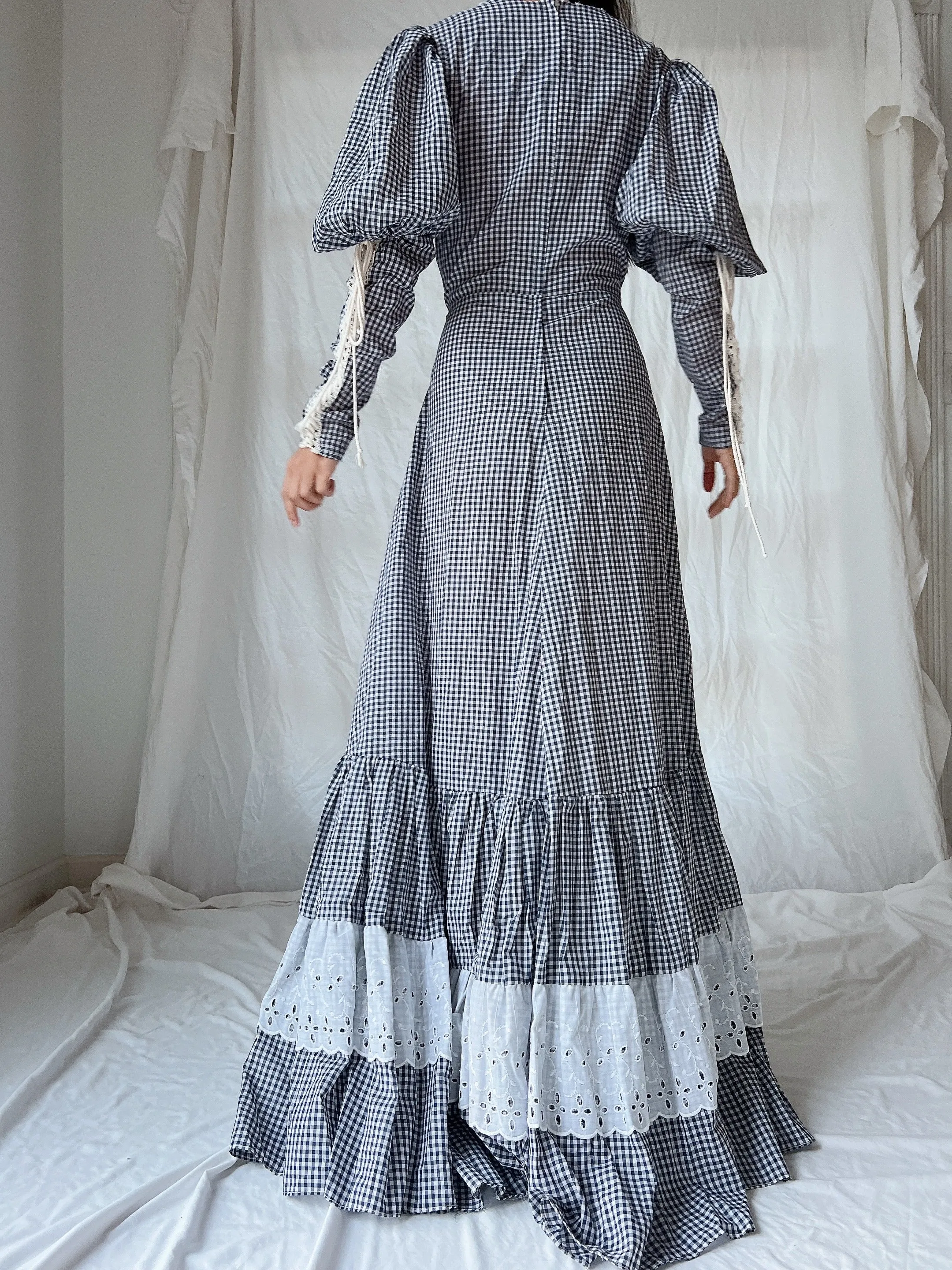 1970s Gunne Sax Gingham Dress - S
