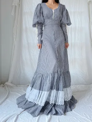 1970s Gunne Sax Gingham Dress - S