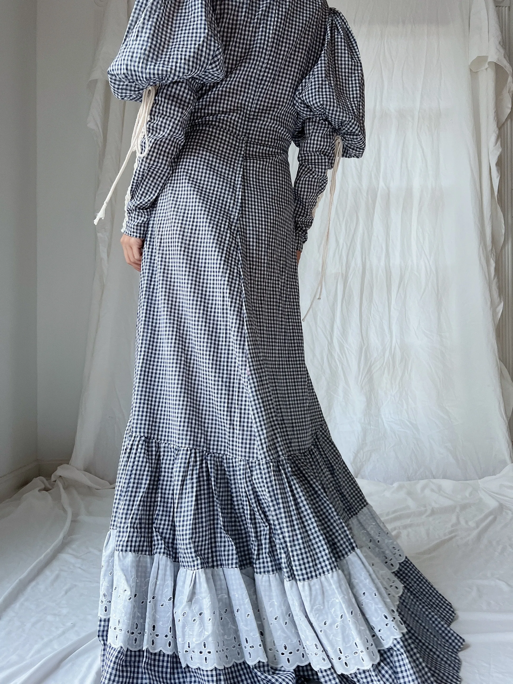 1970s Gunne Sax Gingham Dress - S