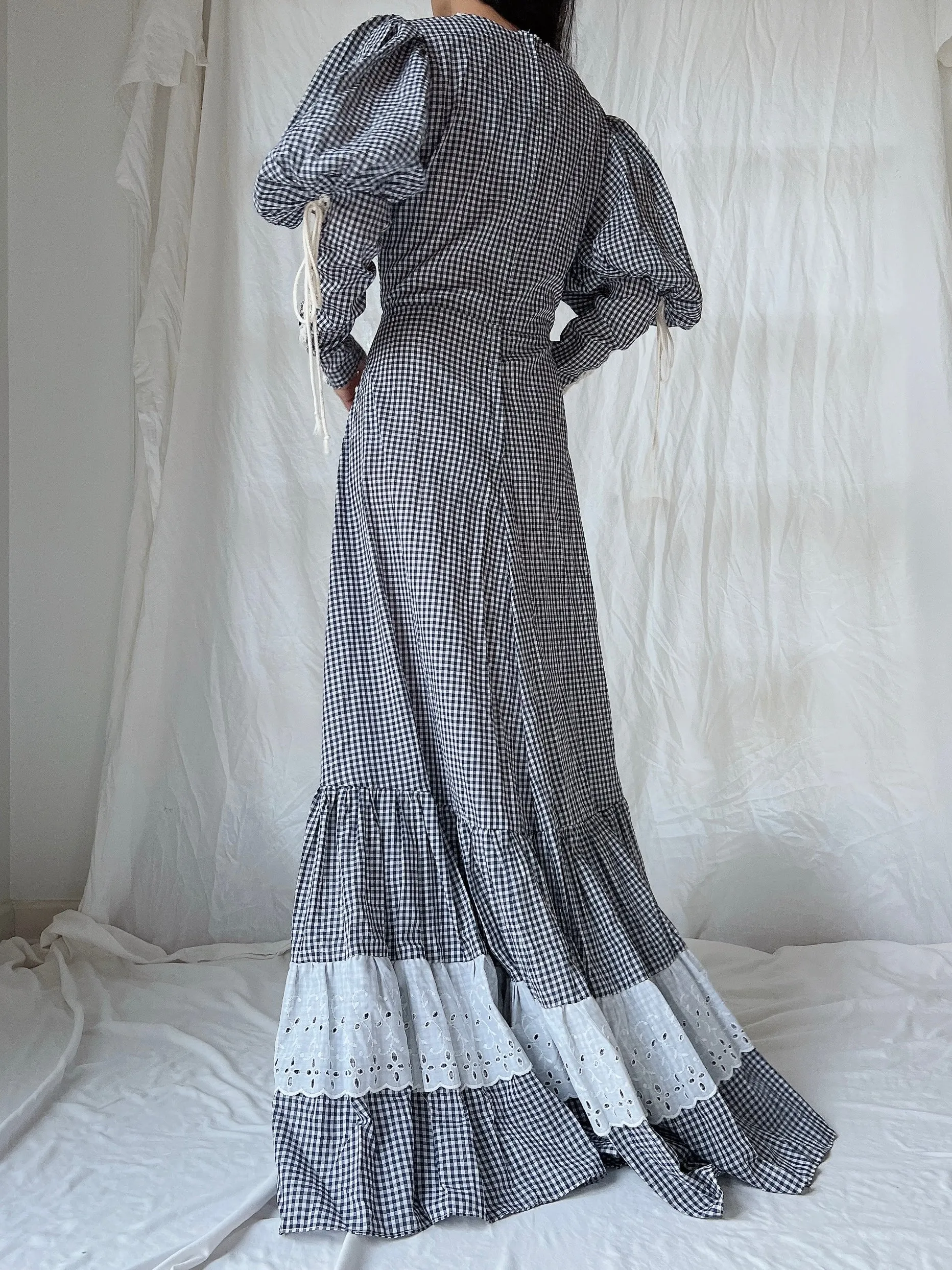 1970s Gunne Sax Gingham Dress - S
