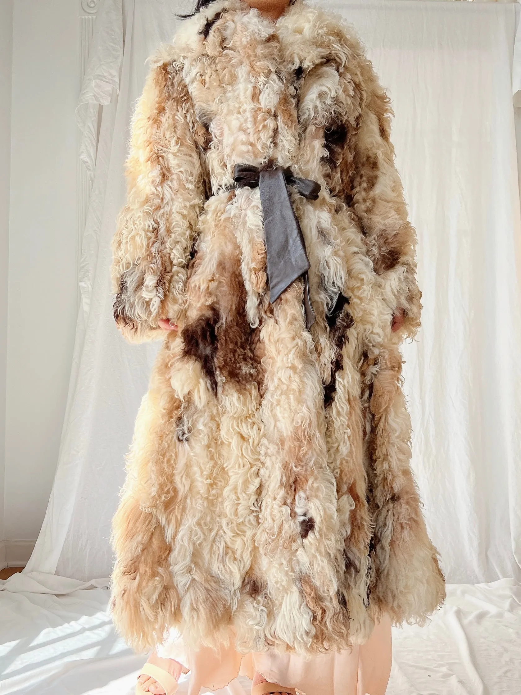 1970s Rare Sheared Curly Lamb Coat - M