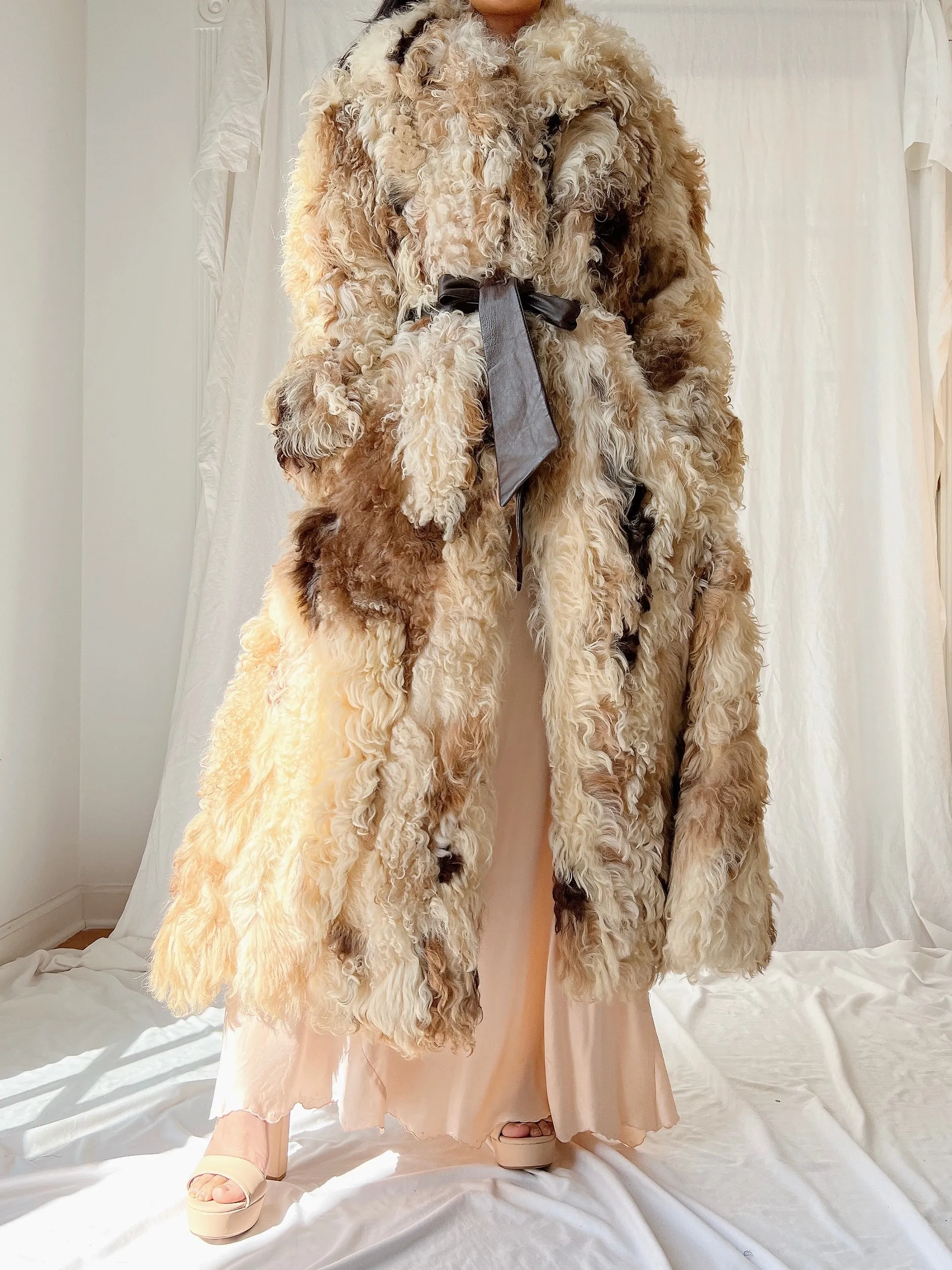 1970s Rare Sheared Curly Lamb Coat - M