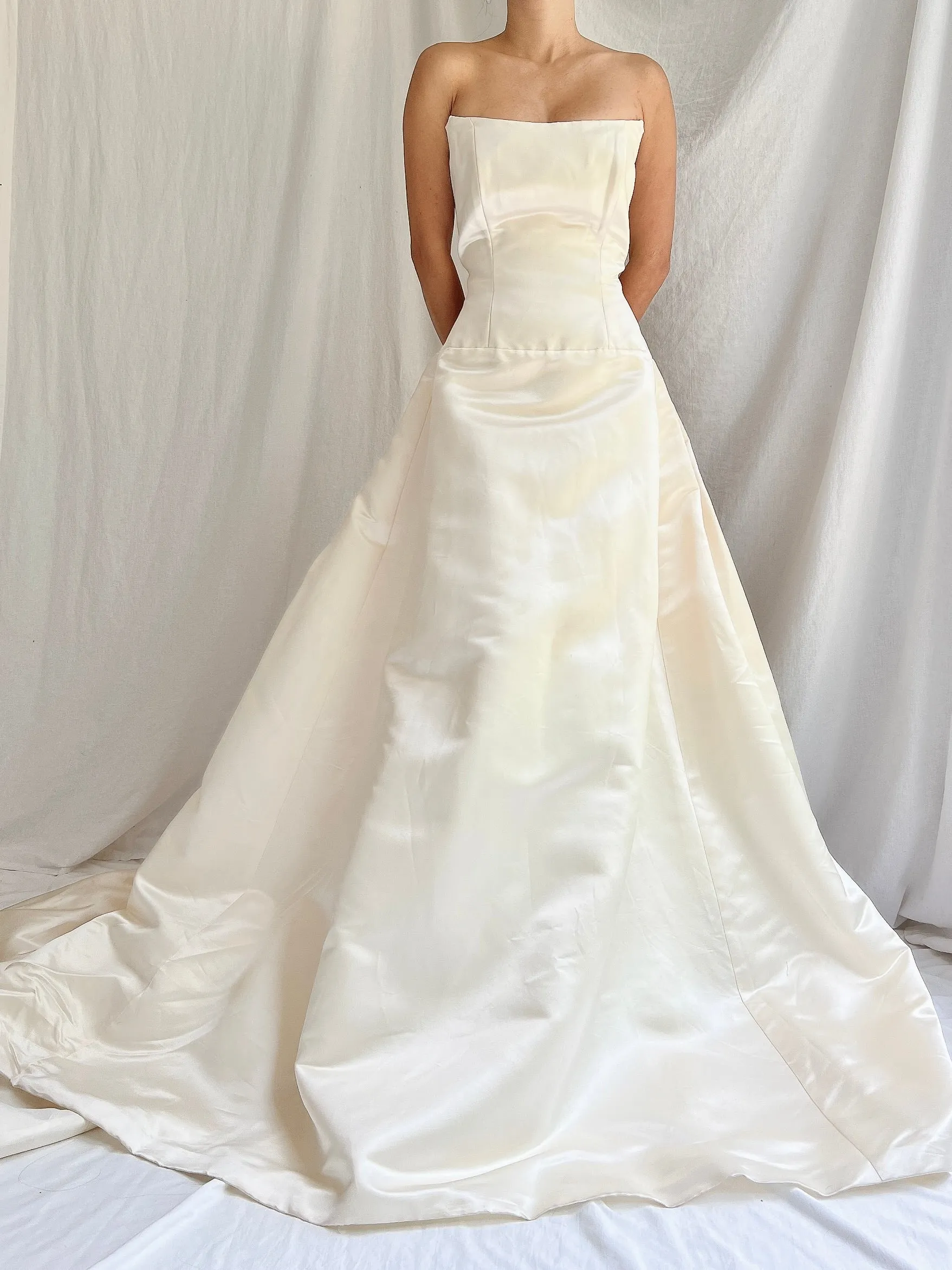 1990s Angelina Couture Silk Dropped Waist Gown - S/4