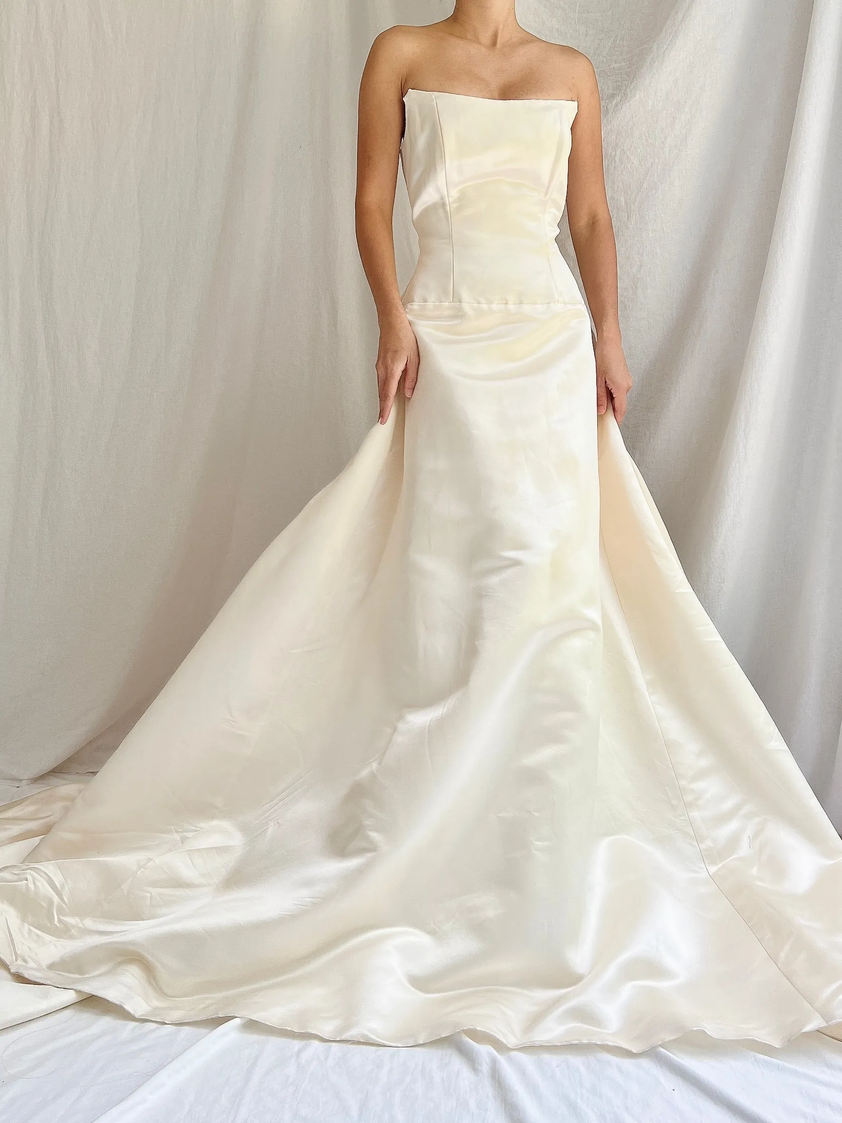 1990s Angelina Couture Silk Dropped Waist Gown - S/4