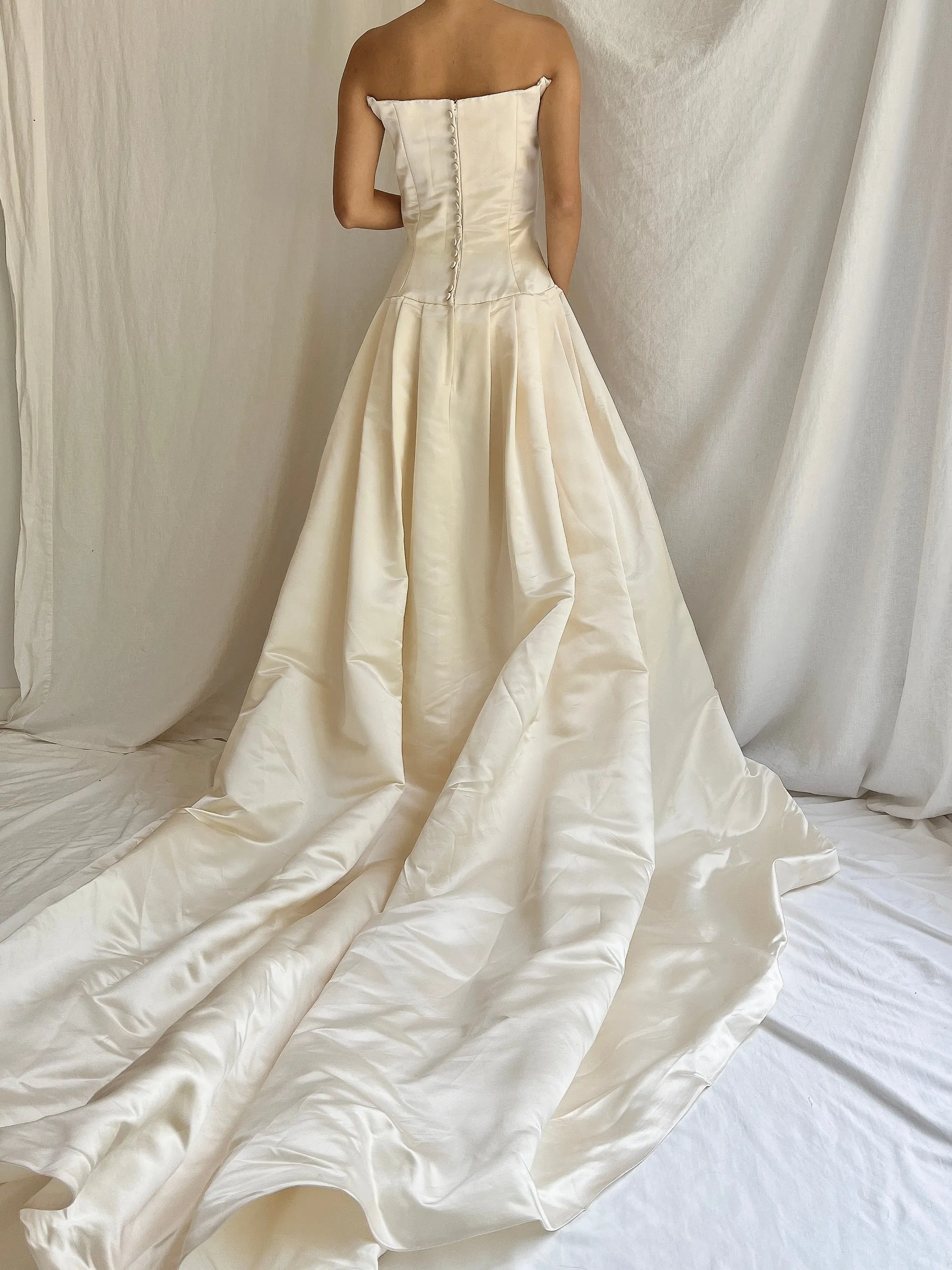 1990s Angelina Couture Silk Dropped Waist Gown - S/4