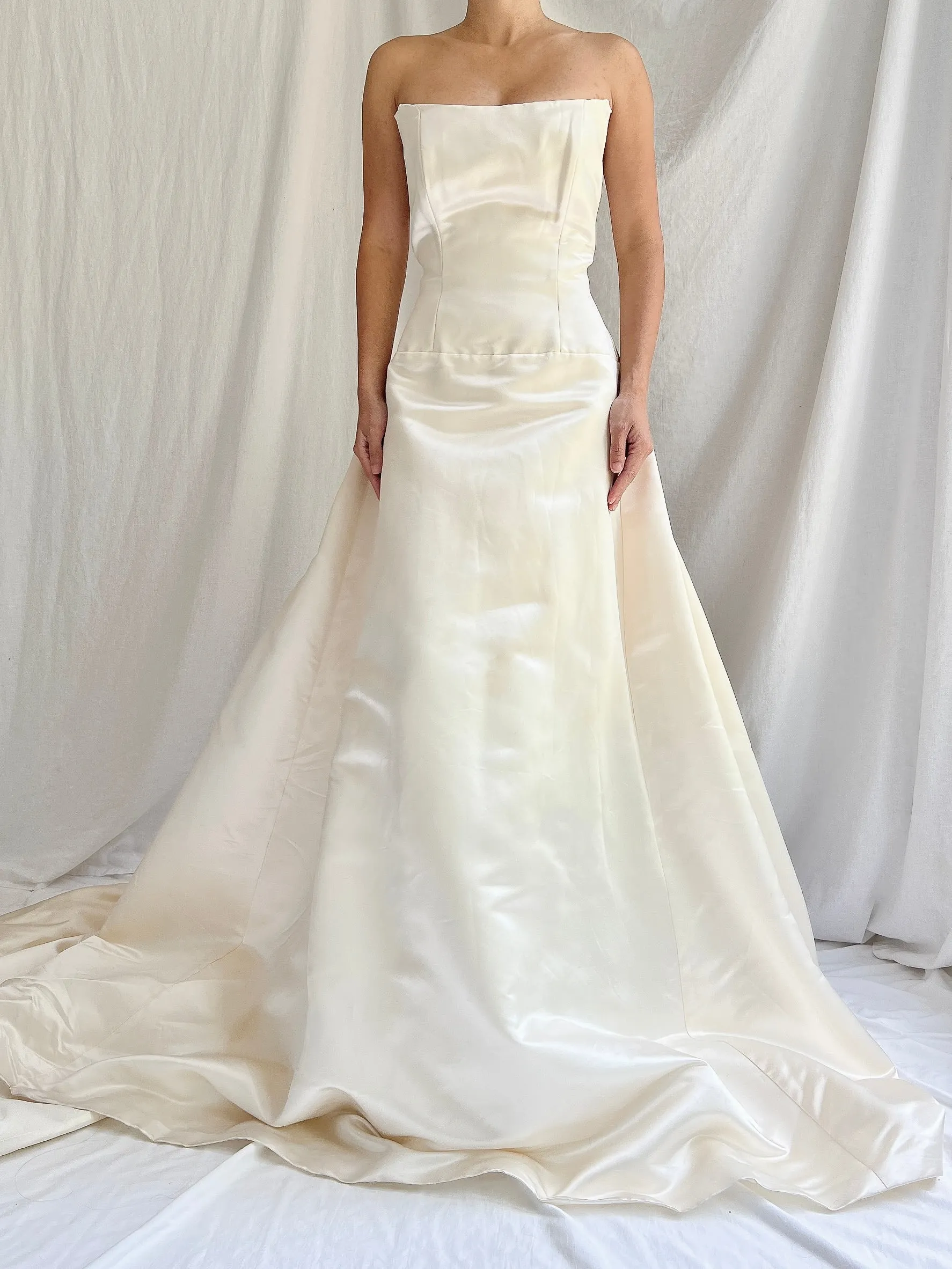 1990s Angelina Couture Silk Dropped Waist Gown - S/4