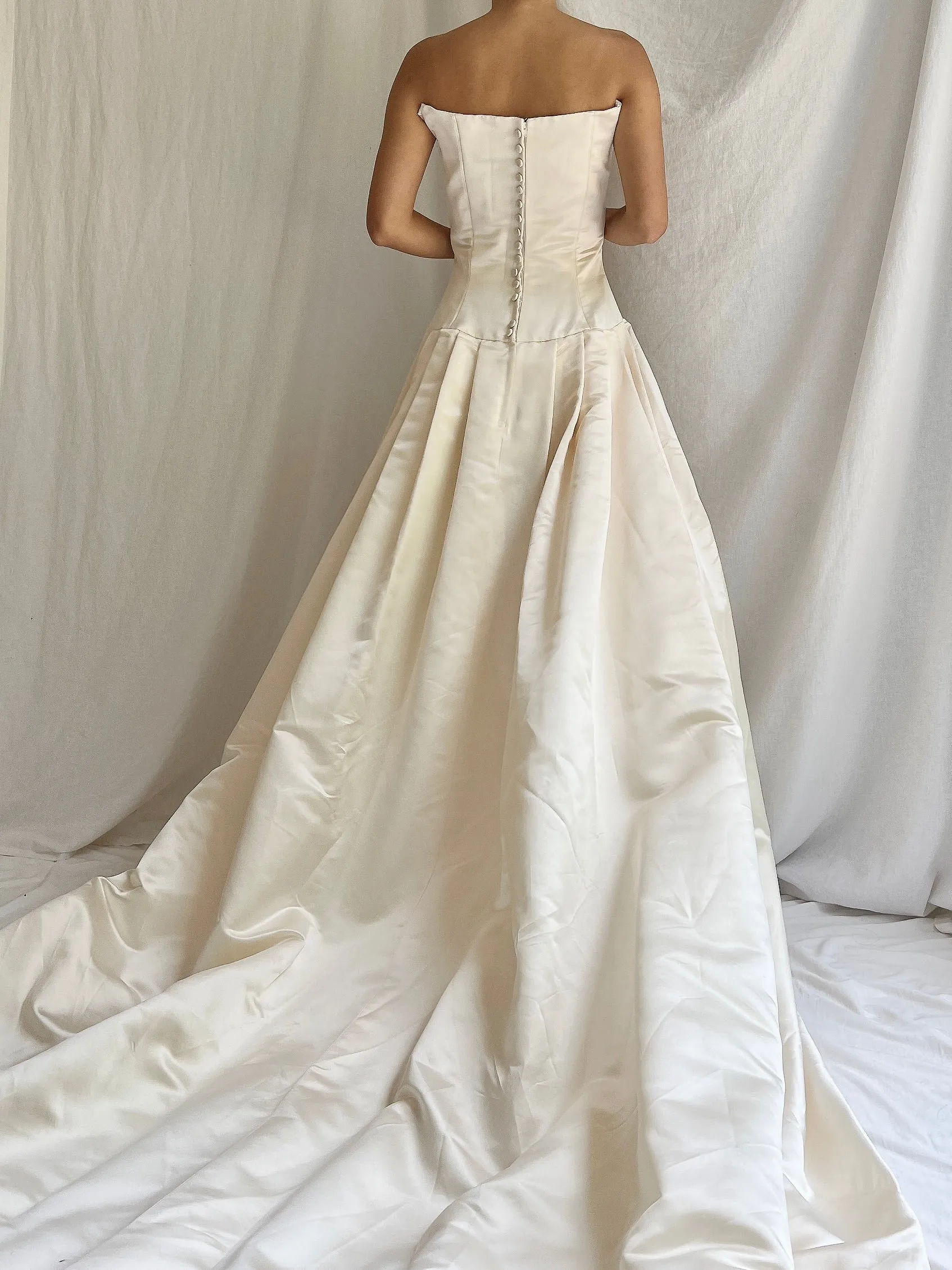 1990s Angelina Couture Silk Dropped Waist Gown - S/4