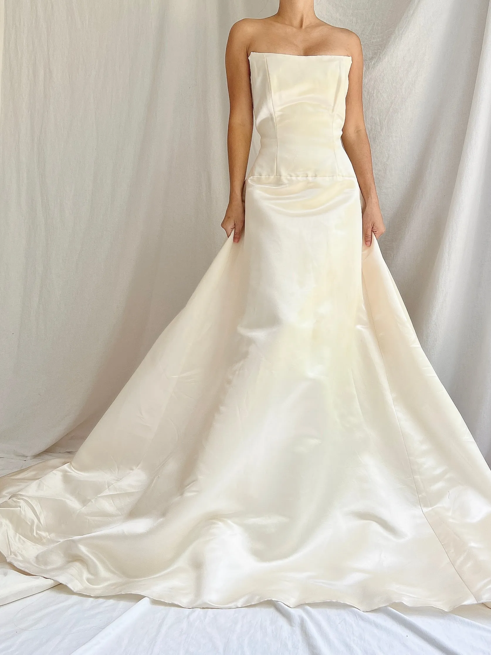 1990s Angelina Couture Silk Dropped Waist Gown - S/4