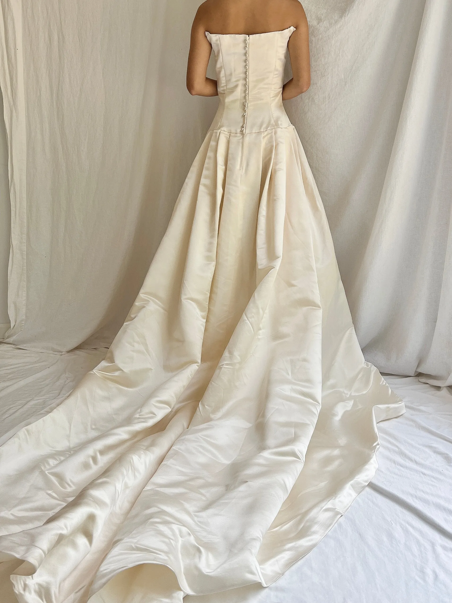1990s Angelina Couture Silk Dropped Waist Gown - S/4