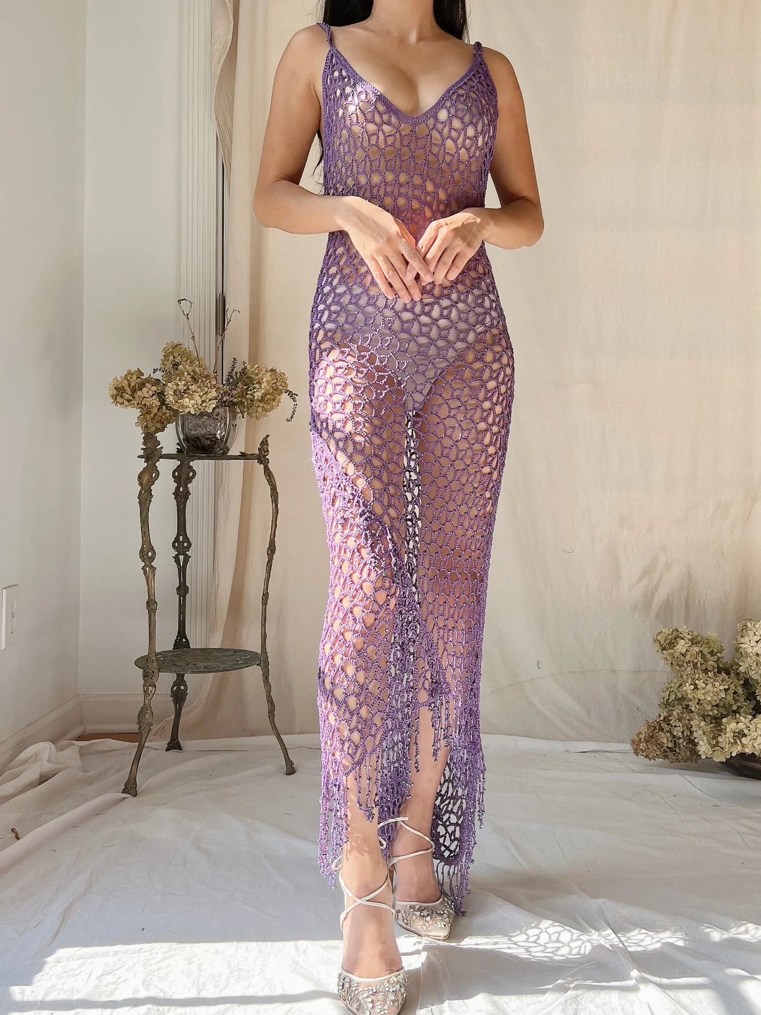1990s Purple Eggplant Dress - M