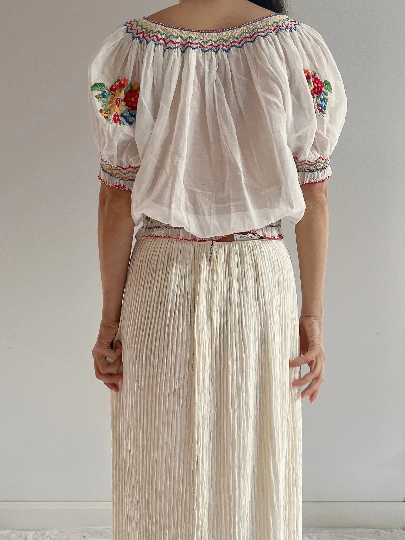 Antique Hungarian Cotton Blouse - S